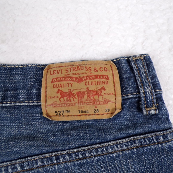 Levis 527 Boot Cut 16 Regular 28X28 Distressed Blue Wash Women's Jeans - Picture 10 of 11